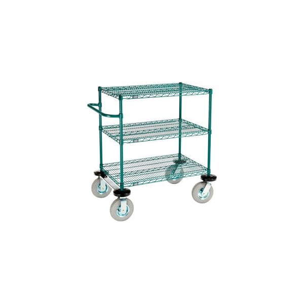 Gec Nexel 3 Shelf Cart, Poly-Green, 36"L x 24"W x 43"H, Pneumatic Rigid Casters SC2436NG3 - main